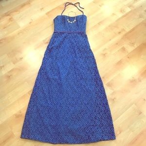 Belsoie NWT Size 10 Formal Strapless Maxi Prom Dress Ball Gown Blue Purple